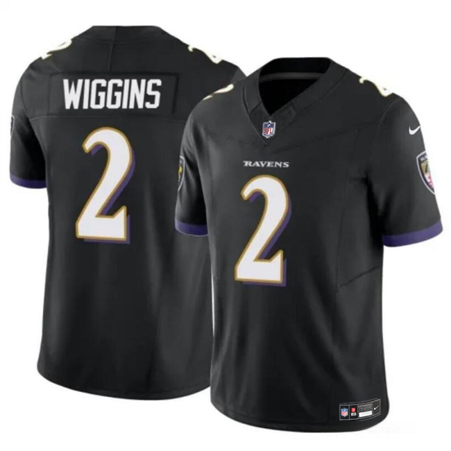 Youth Baltimore Ravens #2 Nate Wiggins Black 2024 Draft F.U.S.E Vapor Limited Football Jersey